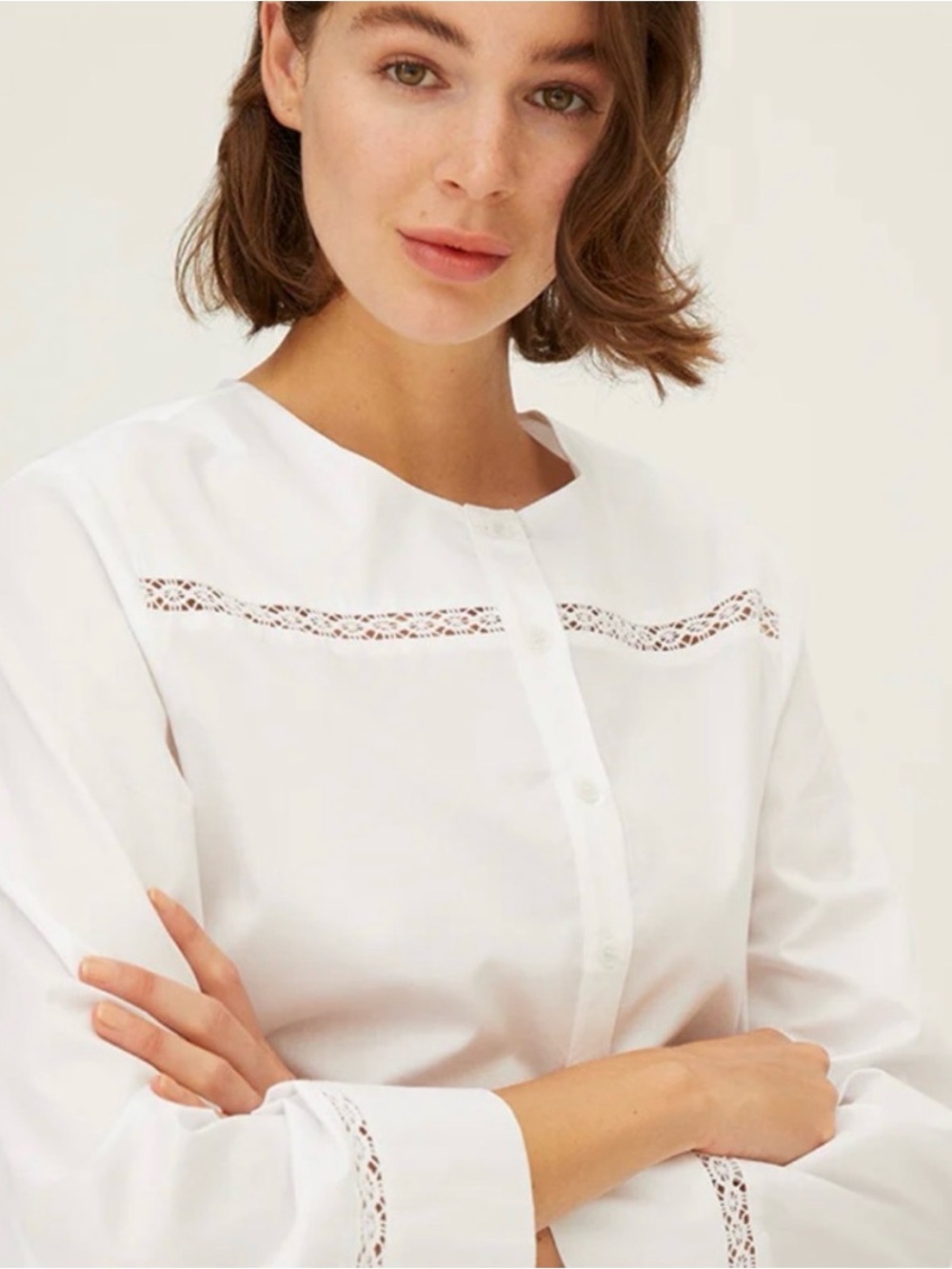 Perfect like new Harshman Boxy tunic Popover white 100% cotton Shirt medium - Picture 3 of 12
